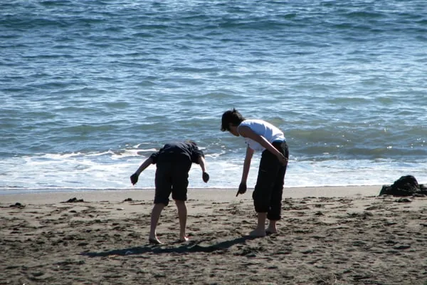 砂浜での宝さがし大会